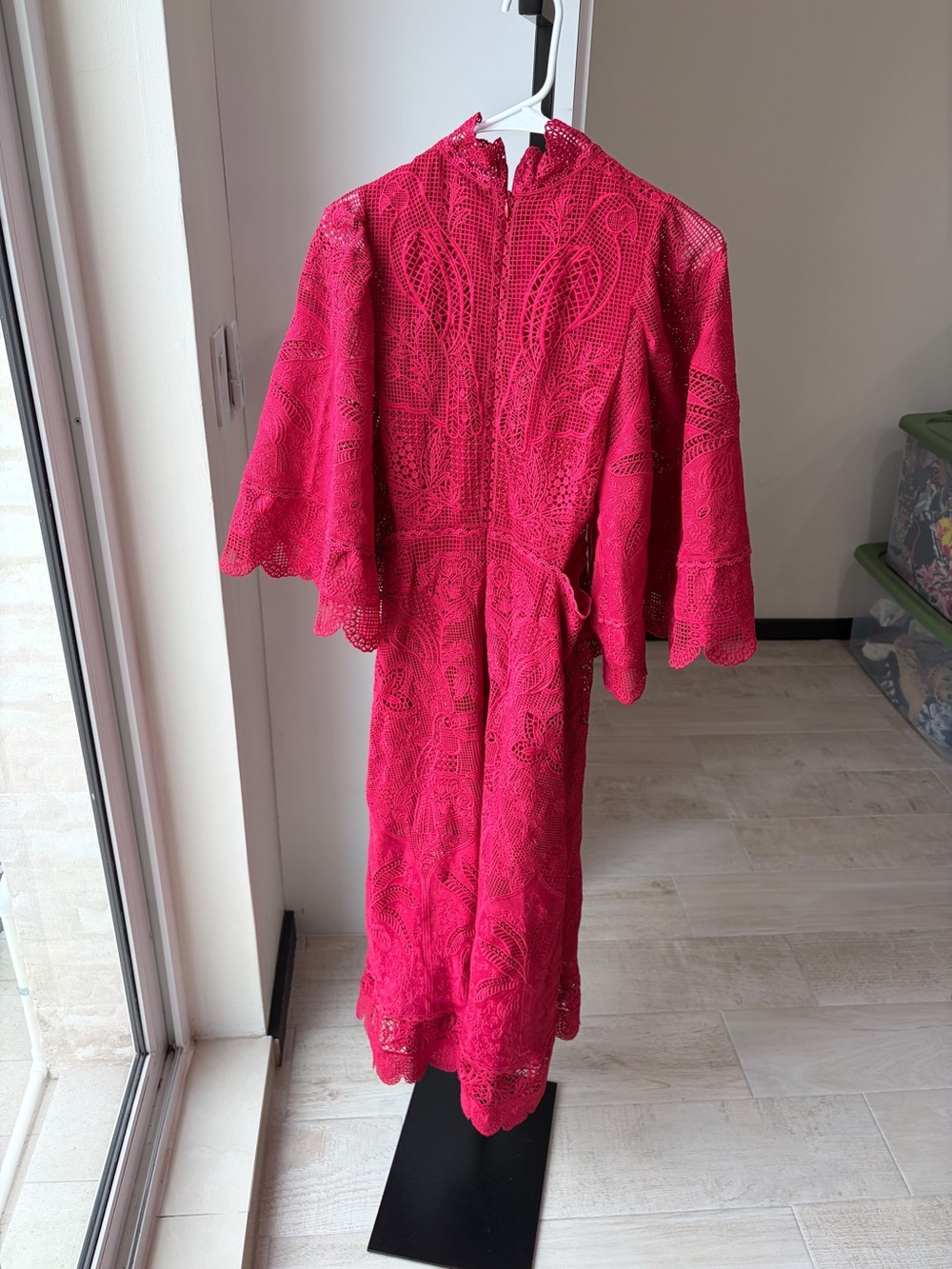 Farm Rio Dark Magenta Guipire Cut-Out Midi Dress - Picture 10 of 11